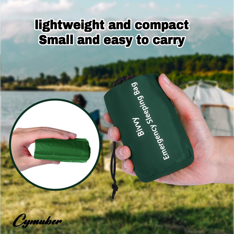 Cymuber Emergency Sleeping Bag Survival Bag  Cymuber Portable Waterproof Thermal Bivy Sacks Tac Bivvy Bags Camping Mylar Sleeping Bag Survival Gear Emergency Blankets Survival Shelter - Image 2